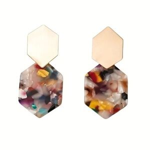 Hexagon Shape Acrylic Dangle Earrings